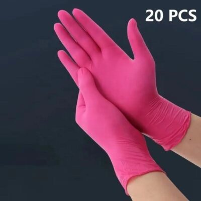 6Mil pink nitrile gloves touchscreen tattoo