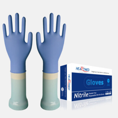 Black powder-free nitrile exam gloves