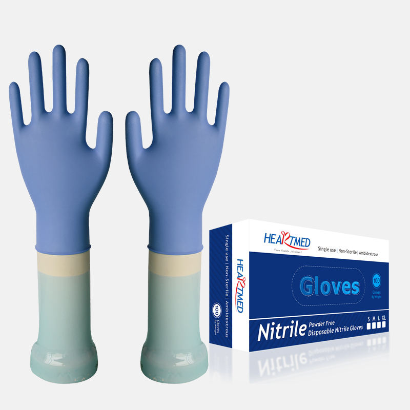 Black powder-free nitrile exam gloves