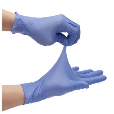Black powder-free nitrile exam gloves