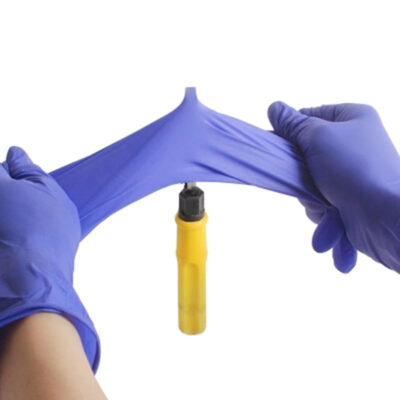 Black powder-free nitrile exam gloves