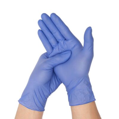 Black powder-free nitrile exam gloves