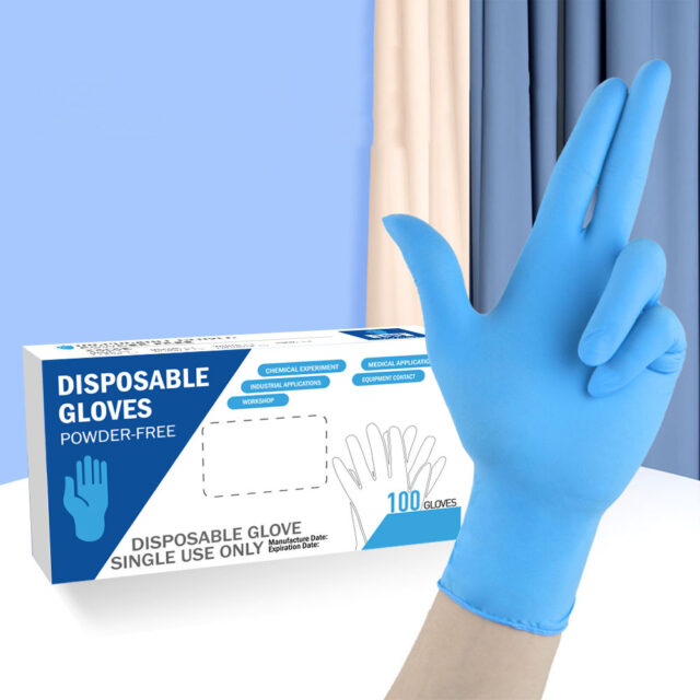 Black disposable nitrile gloves for salon