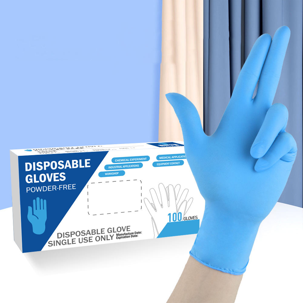 Black disposable nitrile gloves for salon