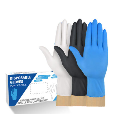 Black disposable nitrile gloves for salon