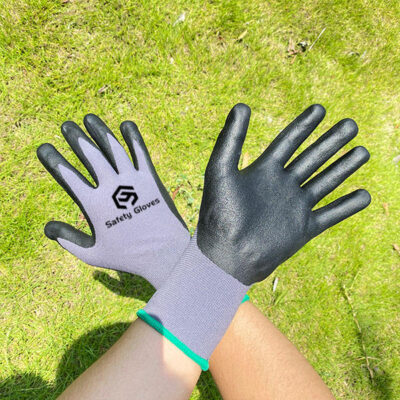 White nitrile foam winter work gloves