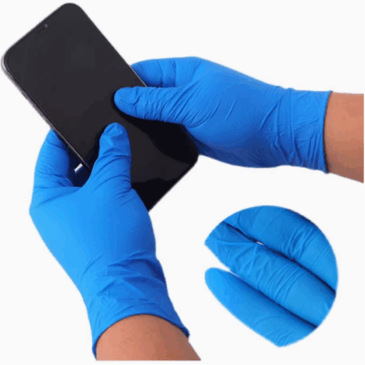 blue black nitrile safety gloves