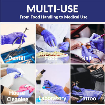 medical grade blue nitrile exam gloves