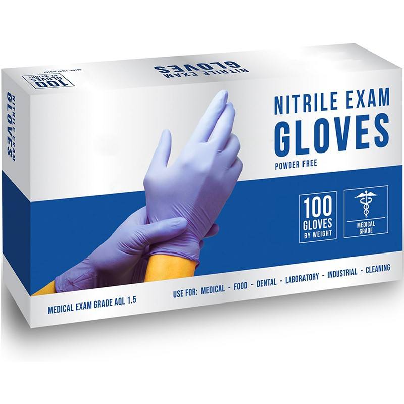 medical grade blue nitrile exam gloves