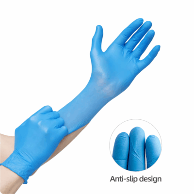 Blue powder-free nitrile medical exam gloves