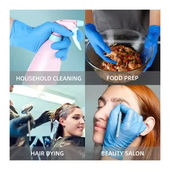 Blue powder-free nitrile medical exam gloves