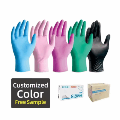 blue vinyl nitrile blend gloves