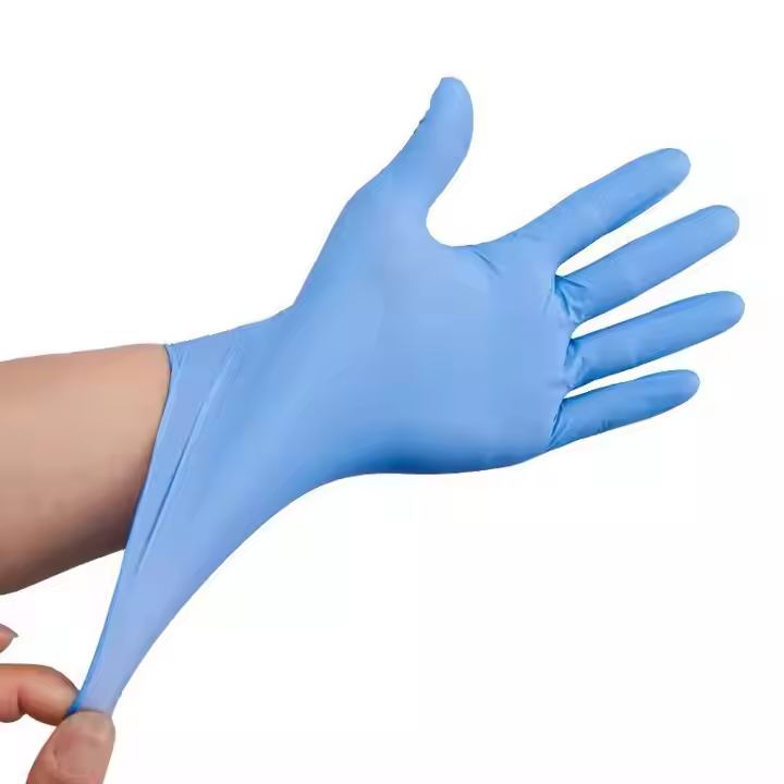 blue vinyl nitrile blend gloves
