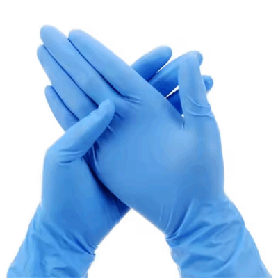 blue vinyl nitrile blend gloves