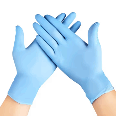 blue vinyl nitrile blend gloves