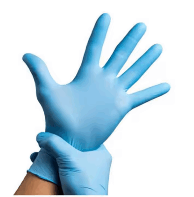 blue vinyl nitrile blend gloves