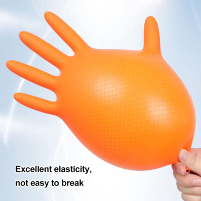 Orange diamond grip 6 mil nitrile gloves
