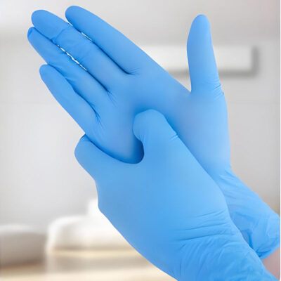 powder-free blue nitrile medical exam gloves