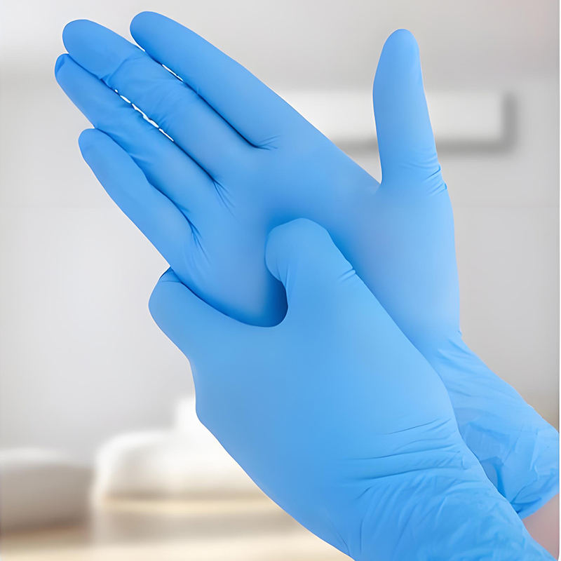 powder-free blue nitrile medical exam gloves