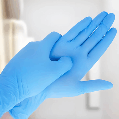 powder-free blue nitrile medical exam gloves