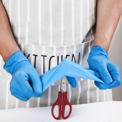 powder-free blue nitrile medical exam gloves