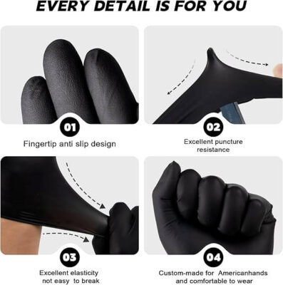 Wholesale black nitrile gloves for tattoo