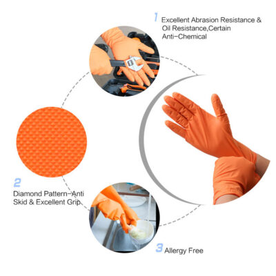 heavy duty diamond grip nitrile gloves