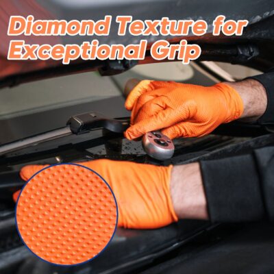 heavy duty diamond grip nitrile gloves