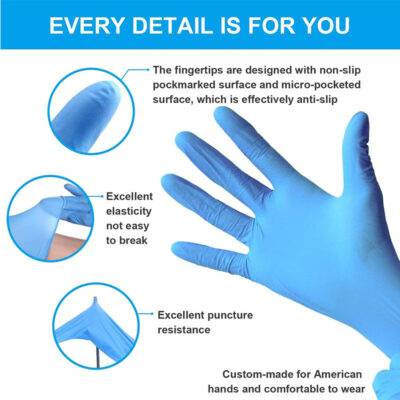 Blue disposable food-grade nitrile gloves