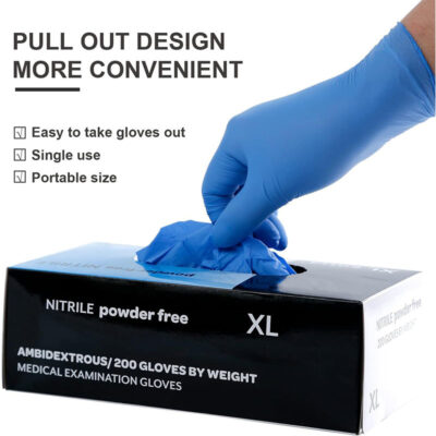 Blue disposable food-grade nitrile gloves