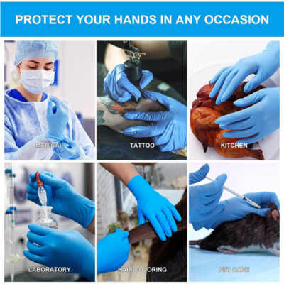 Blue disposable food-grade nitrile gloves
