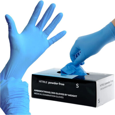 Blue disposable food-grade nitrile gloves