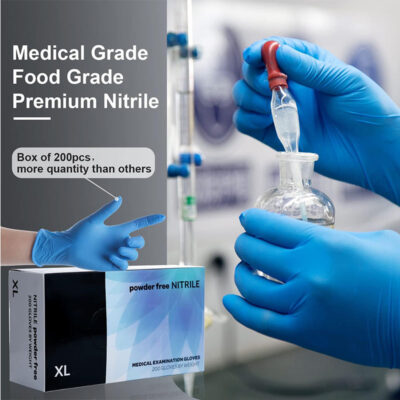 Blue disposable food-grade nitrile gloves