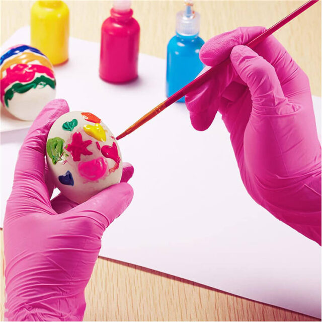 3mil hot pink disposable nitrile gloves