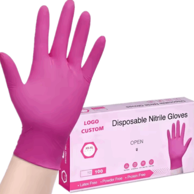 3mil hot pink disposable nitrile gloves