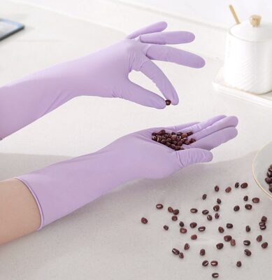 Food-grade long handled nitrile gloves