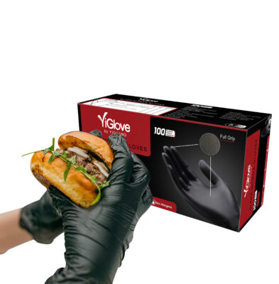 Black biodegradable nitrile gloves
