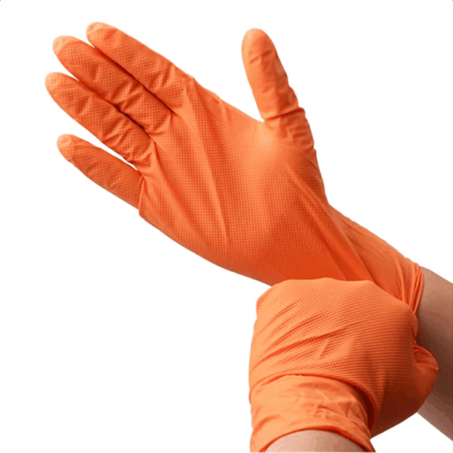 diamond textured nitrile disposable gloves