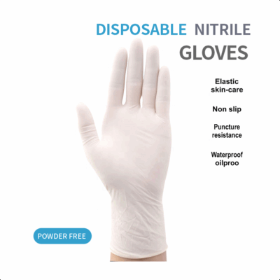Durable powder-free medical nitrile gloves