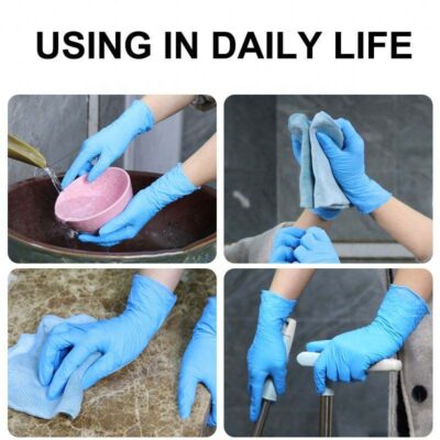 Disposable nitrile examination gloves