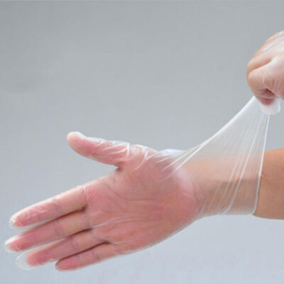 Clear PVC vinyl nitrile blend gloves