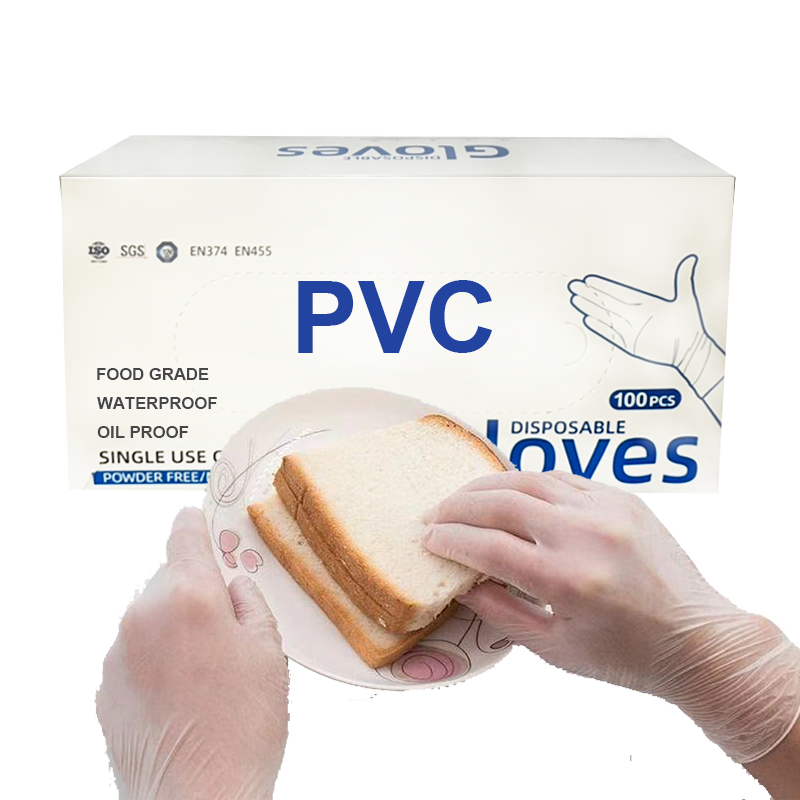 Clear PVC vinyl nitrile blend gloves