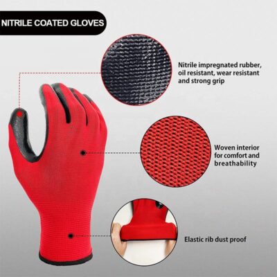 Waterproof polyester nitrile coated gloves