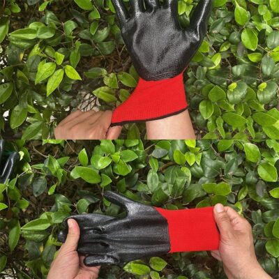 Waterproof polyester nitrile coated gloves